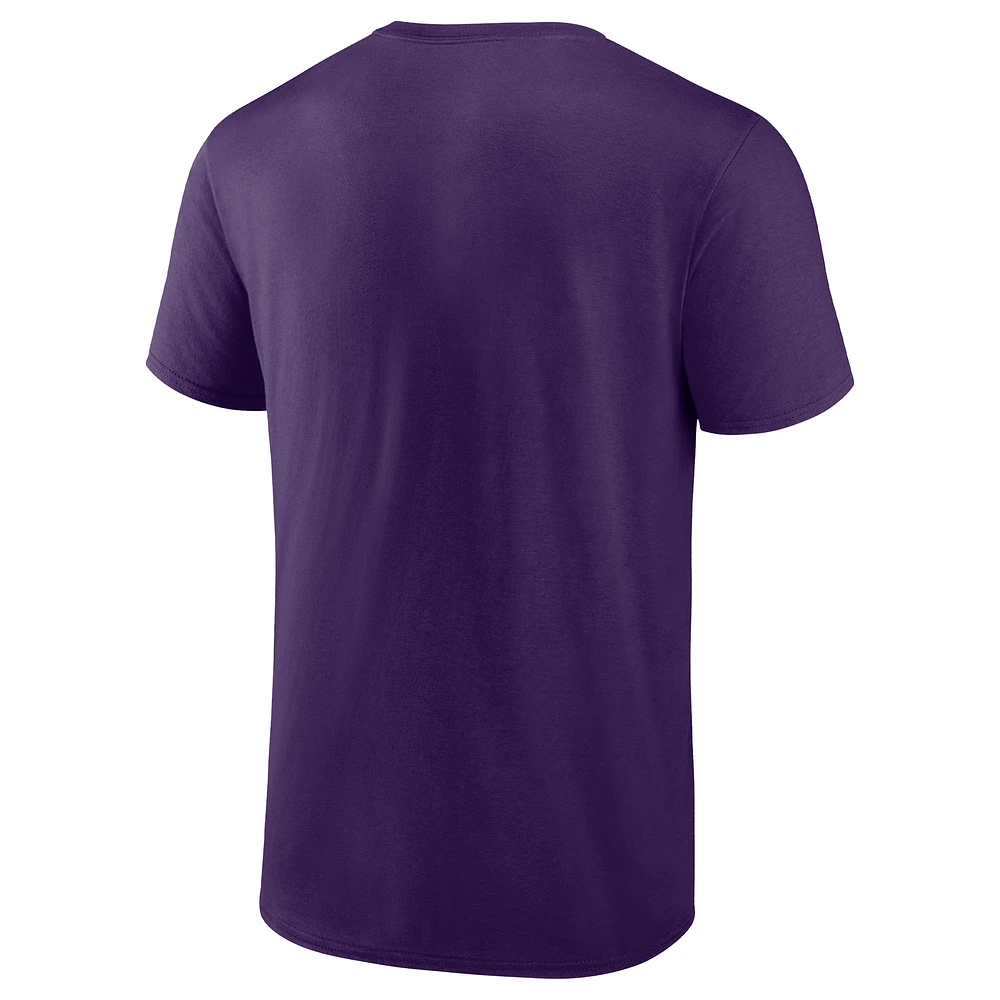 T-shirt violet Fanatics pour hommes Baltimore Ravens 2023 AFC North Division Champions Conquer