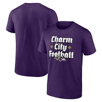 T-shirt de football Charm City pour homme Fanatics Purple Baltimore Ravens