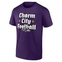 T-shirt de football Charm City pour homme Fanatics Purple Baltimore Ravens