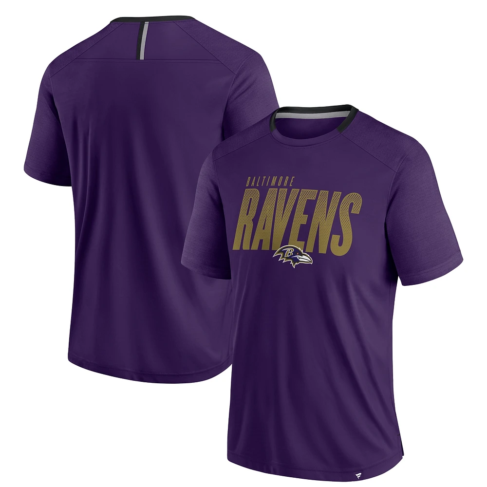 T-shirt fanatique violet pour homme Baltimore Ravens Defender Fade Slant