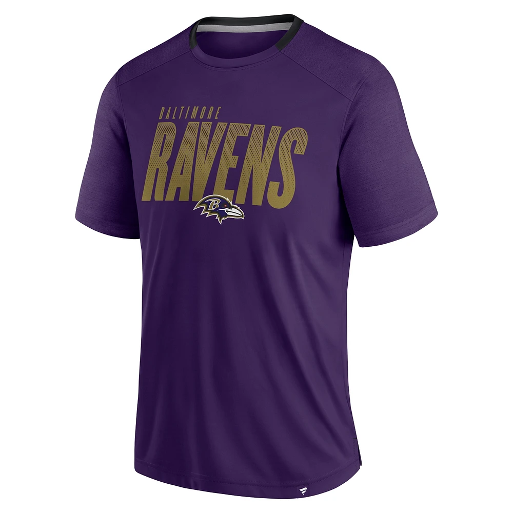 Men's Fanatics Purple Baltimore Ravens Defender Fade Slant T-Shirt