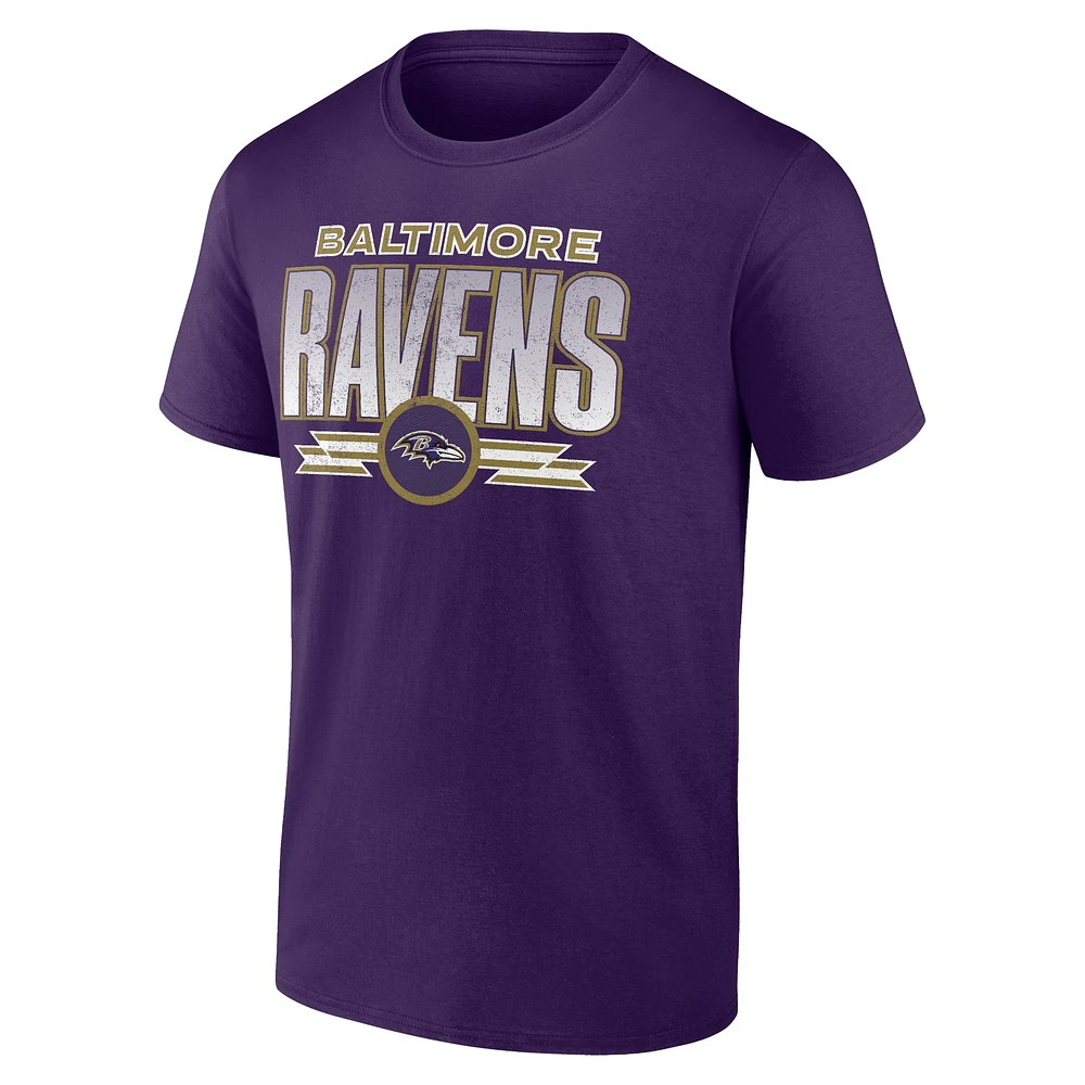 T-shirt fanatique violet Baltimore Ravens Fading Out pour hommes