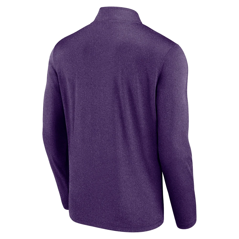 Pull zippé quart de tour Fanatics violet pour homme, motif tête-à-tête des Ravens Baltimore
