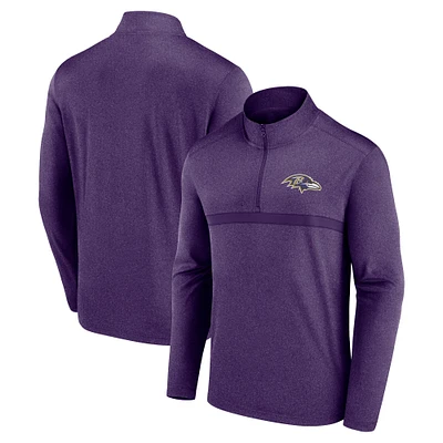 Pull zippé quart de tour Fanatics violet pour homme, motif tête-à-tête des Ravens Baltimore