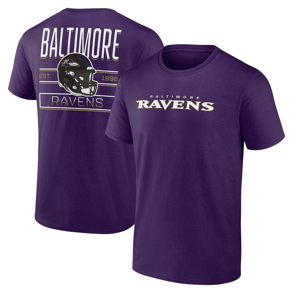 Men's Fanatics Purple Baltimore Ravens Helmet Padding Fundamentals T-Shirt