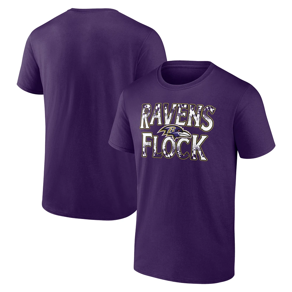 T-shirt fanatique violet pour homme Baltimore Ravens Flock