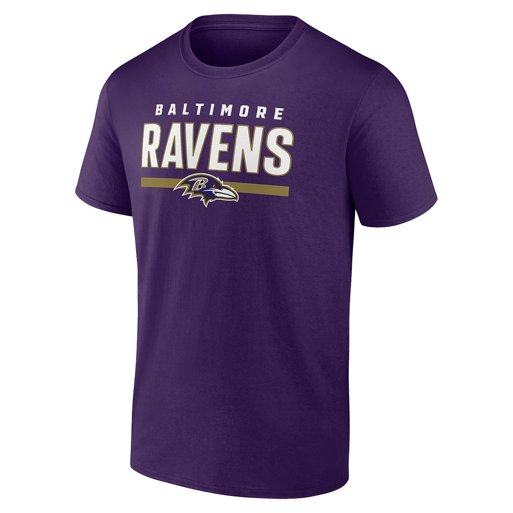 T-shirt violet Fanatics pour homme avec motif vitesse et agilité des Baltimore Ravens