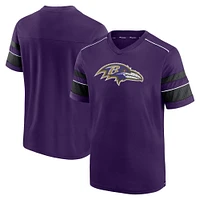 T-shirt à col en V texturé Fanatics Purple Baltimore Ravens pour hommes