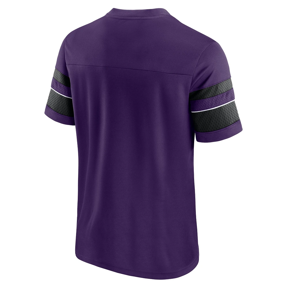 Men's Fanatics Purple Baltimore Ravens Textured Hashmark V-Neck T-Shirt