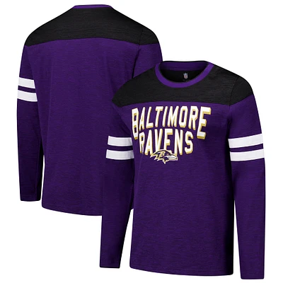 T-shirt à manches longues adaptatif Hail Mary violet/noir G-III Sports by Carl Banks pour homme des Baltimore Ravens