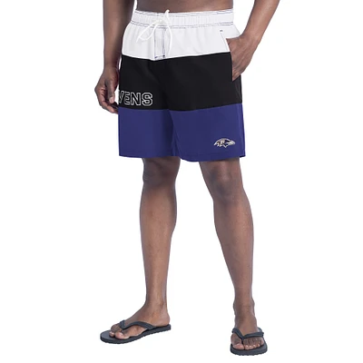 Short de bain G-III Sports by Carl Banks pour homme, violet/noir, Baltimore Ravens Sunrise Volley