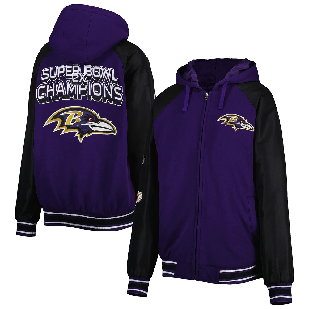 Men's G-III Sports by Carl Banks Purple Baltimore Ravens Defender Raglan Full-Zip Hoodie Varsity Jacket