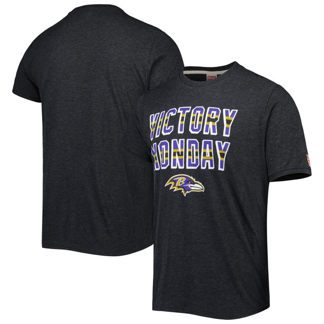 T-shirt à trois mélanges pour homme Homage Charcoal Baltimore Ravens Victory Monday