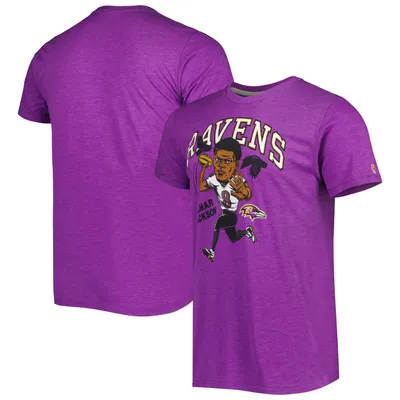 Lamar Jackson Baltimore Ravens Homage Caricature Player Tri-Blend T-Shirt - Heathered Purple
