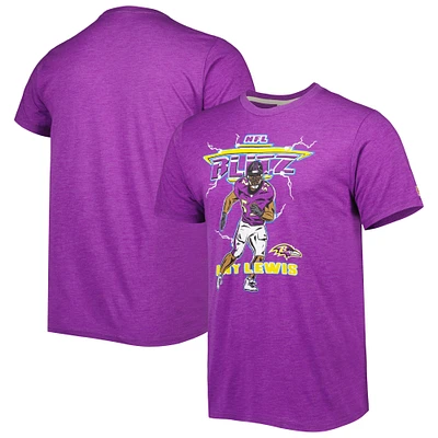 Men's Homage Ray Lewis Heathered Purple Baltimore Ravens NFL Blitz Retired Player Tri-Blend T-Shirt