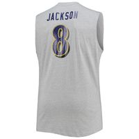 Men's Lamar Jackson Heathered Gray Baltimore Ravens Big & Tall Player Name Number Muscle Tank Top