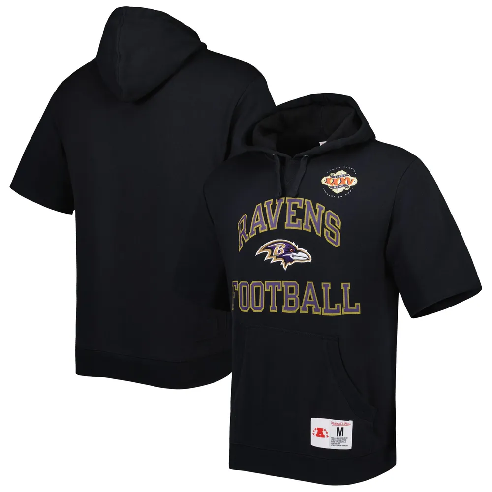 Men's Mitchell & Ness Black New Orleans Saints Washed Short Sleeve Pullover  Hoodie