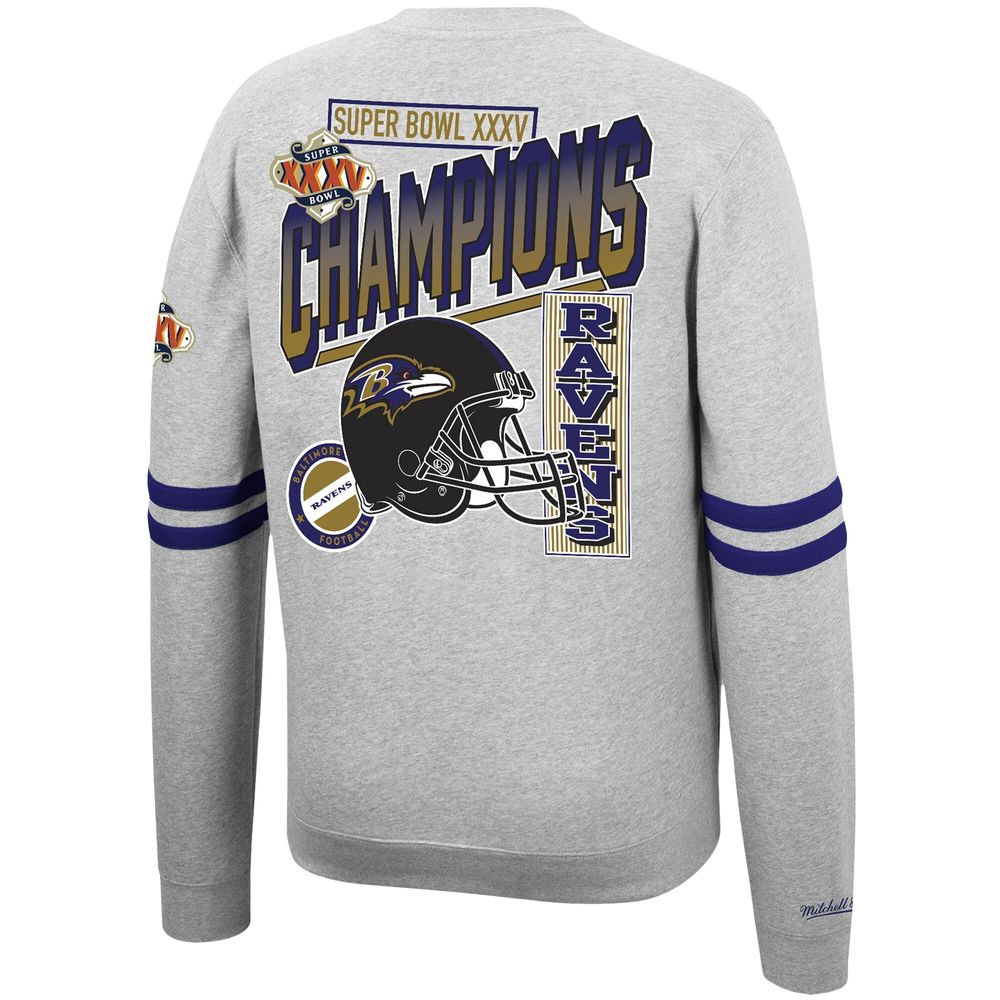 Mitchell & Ness Men's Mitchell & Ness Heathered Gray Baltimore Ravens  Allover Print Fleece Pullover Sweatshirt