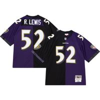 Men's Mitchell & Ness Ray Lewis Purple/Black Baltimore Ravens 2000 Split Legacy Replica Jersey