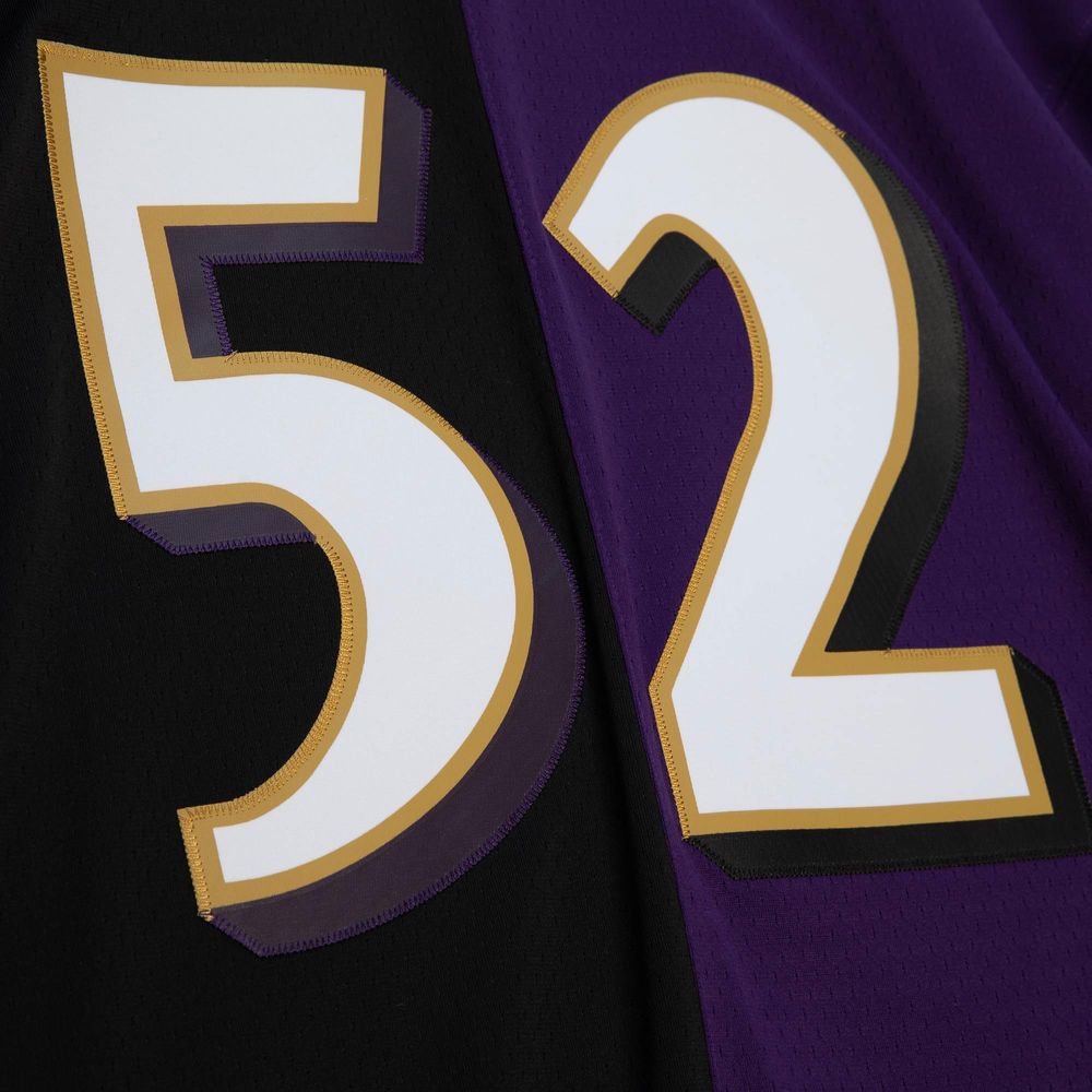 Mitchell & Ness Men's Mitchell & Ness Ray Lewis Purple/Black Baltimore  Ravens 2000 Split Legacy Replica Jersey