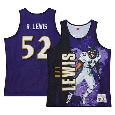 Débardeur violet Mitchell & Ness Ray Lewis Baltimore Ravens 2000 Player Burst pour hommes