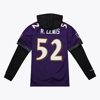 Men's Mitchell & Ness Ray Lewis Purple Baltimore Ravens Player Name Number Hoodie Legacy Jersey