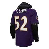 Men's Mitchell & Ness Ray Lewis Purple Baltimore Ravens Player Name Number Hoodie Legacy Jersey