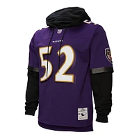 Sweat à capuche violet pour homme Mitchell & Ness Ray Lewis avec nom et numéro de joueur des Baltimore Ravens Legacy Jersey