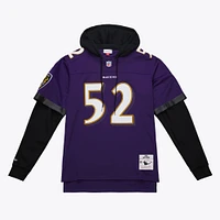 Sweat à capuche violet pour homme Mitchell & Ness Ray Lewis avec nom et numéro de joueur des Baltimore Ravens Legacy Jersey