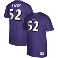 Men's Mitchell & Ness Ray Lewis Purple Baltimore Ravens Retired Player Name  & Number Long Sleeve Top