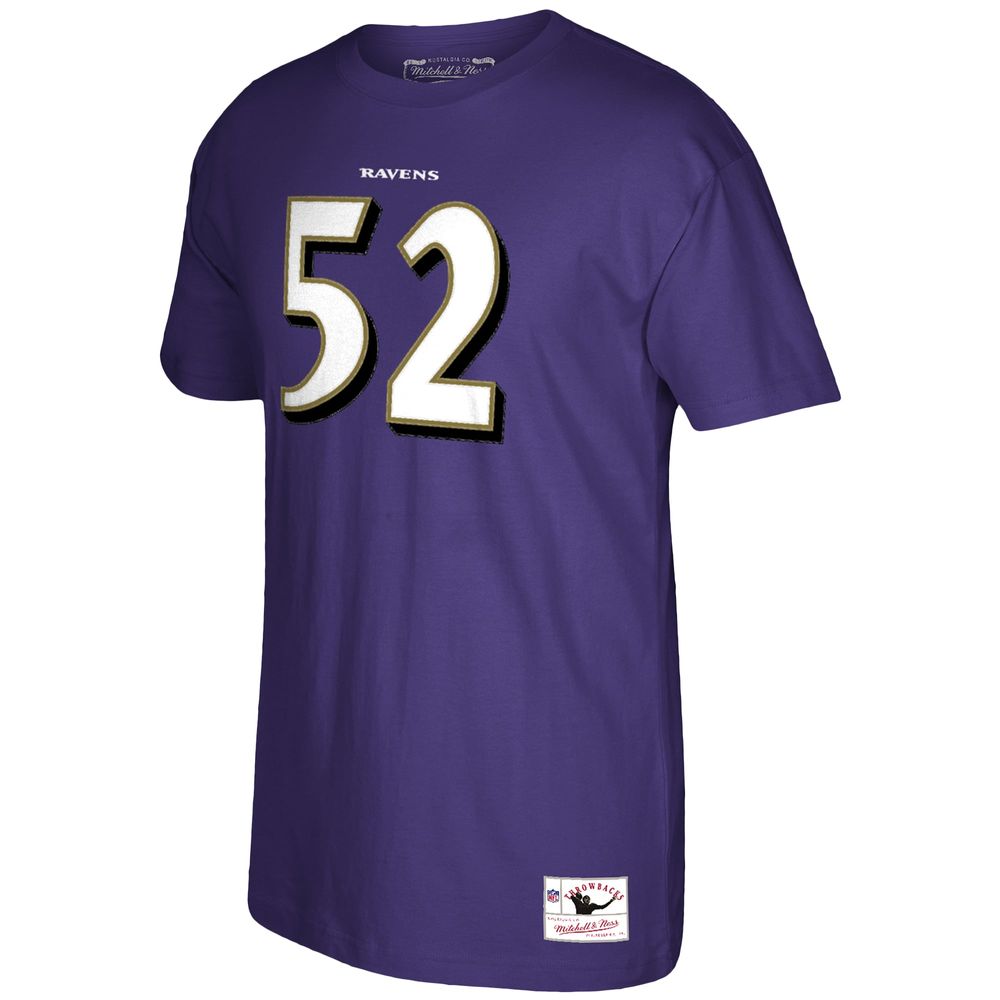 Men's Mitchell & Ness Ray Lewis Purple Baltimore Ravens Retired Player Logo Name Number T-Shirt