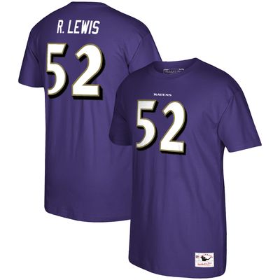 Men's Mitchell & Ness Ray Lewis Purple Baltimore Ravens Retired Player Logo Name Number T-Shirt