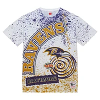 T-shirt blanc sublimé pour homme Mitchell & Ness Baltimore Ravens Team Burst