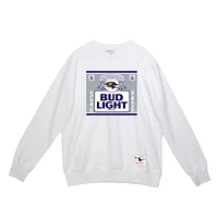 Men's Mitchell & Ness x Bud Light White Baltimore Ravens The Crest Pullover Sweatshirt