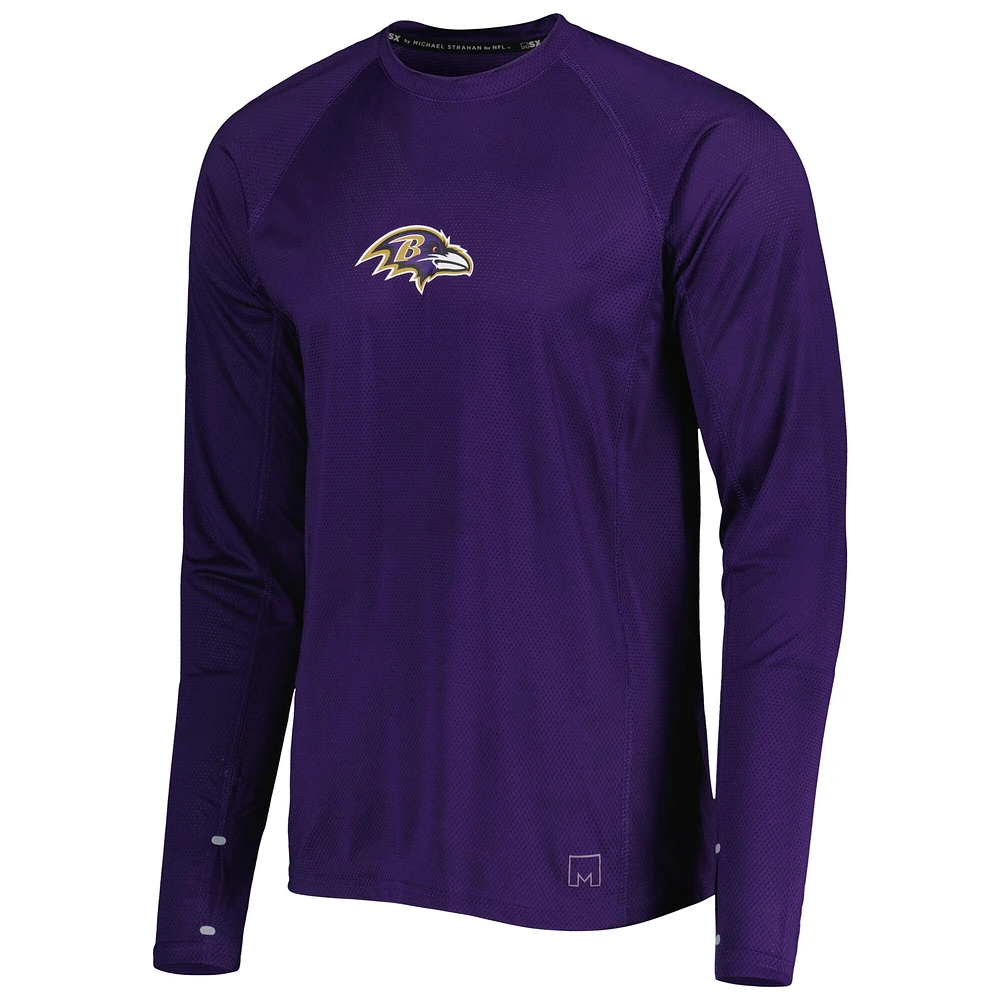 T-shirt raglan à manches longues pour homme MSX by Michael Strahan Purple Baltimore Ravens Interval