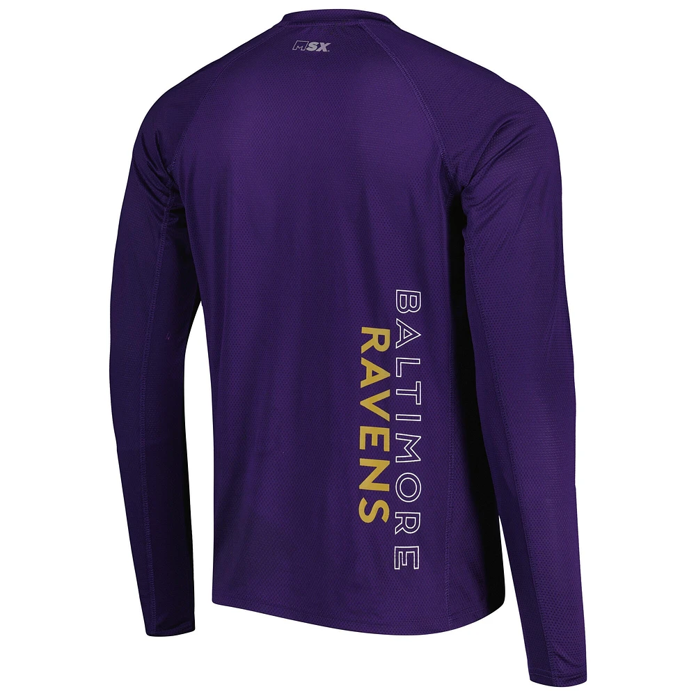 T-shirt raglan à manches longues pour homme MSX by Michael Strahan Purple Baltimore Ravens Interval