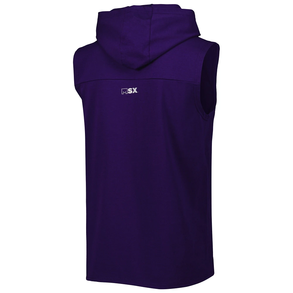 Sweat à capuche sans manches MSX by Michael Strahan Purple Baltimore Ravens Relay pour homme