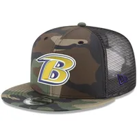 Men's New Era Baltimore Ravens NFL Woodland Camo 9FIFTY Snapback Adjustable  Trucker Hat