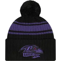 Men's New Era Black Baltimore Ravens 2022 Sideline Cuffed Pom