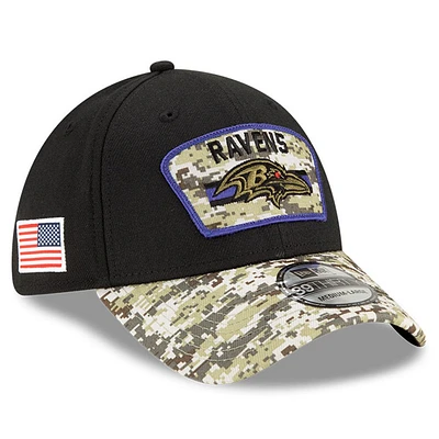 Men's New Era Black/Camo Baltimore Ravens 2021 Salute To Service - 39THIRTY Flex Hat