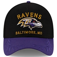 Casquette New Era 39THIRTY Flex noire/violette pour homme des Baltimore Ravens, draft NFL 2025