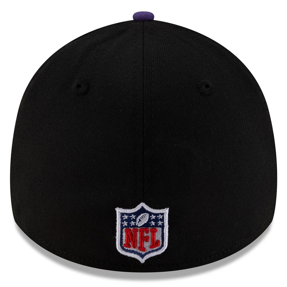 Casquette New Era 39THIRTY Flex noire/violette pour homme des Baltimore Ravens, draft NFL 2025