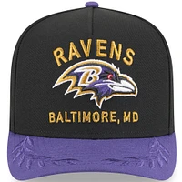 Casquette snapback 9FIFTY A-Frame noire/violette pour homme des Baltimore Ravens, draft NFL 2025, New Era