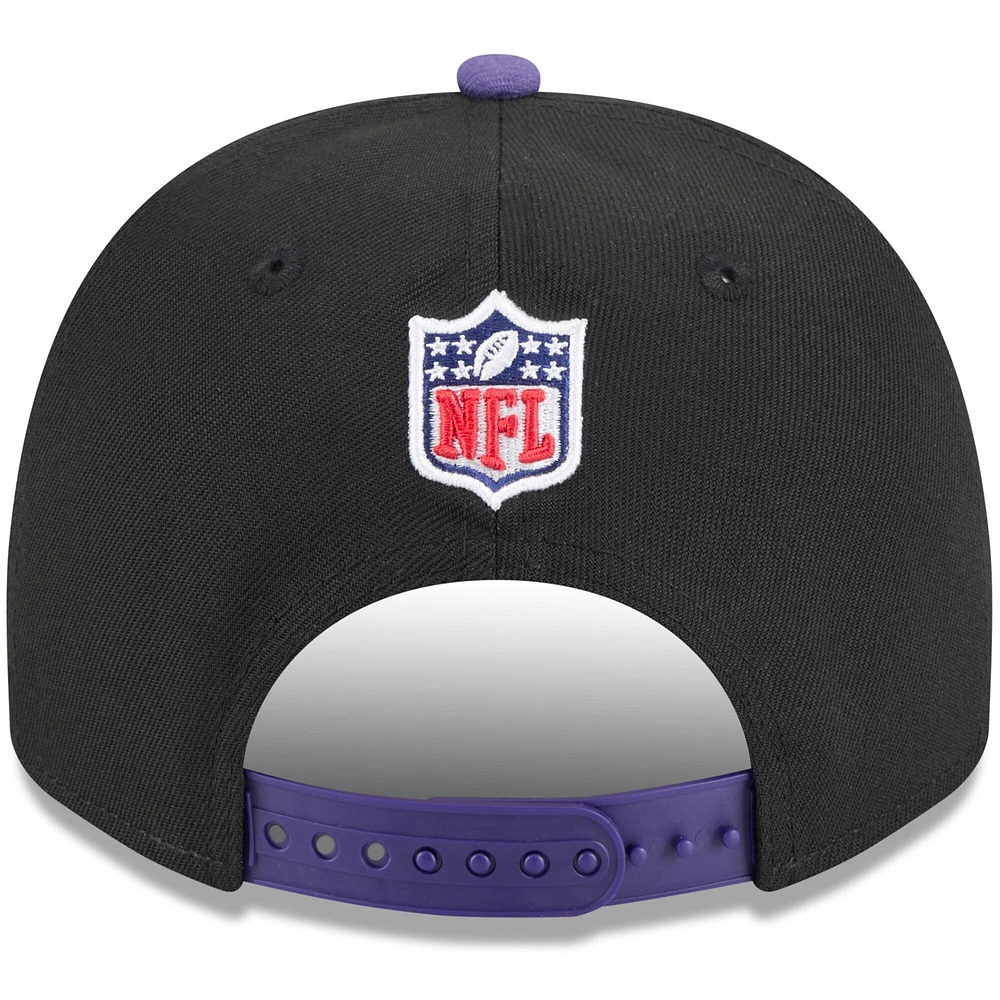 Casquette snapback 9FIFTY A-Frame noire/violette pour homme des Baltimore Ravens, draft NFL 2025, New Era