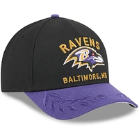 Casquette ajustable New Era 9FORTY M-Crown A-Frame pour homme, noire/violette, des Baltimore Ravens, draft NFL 2025