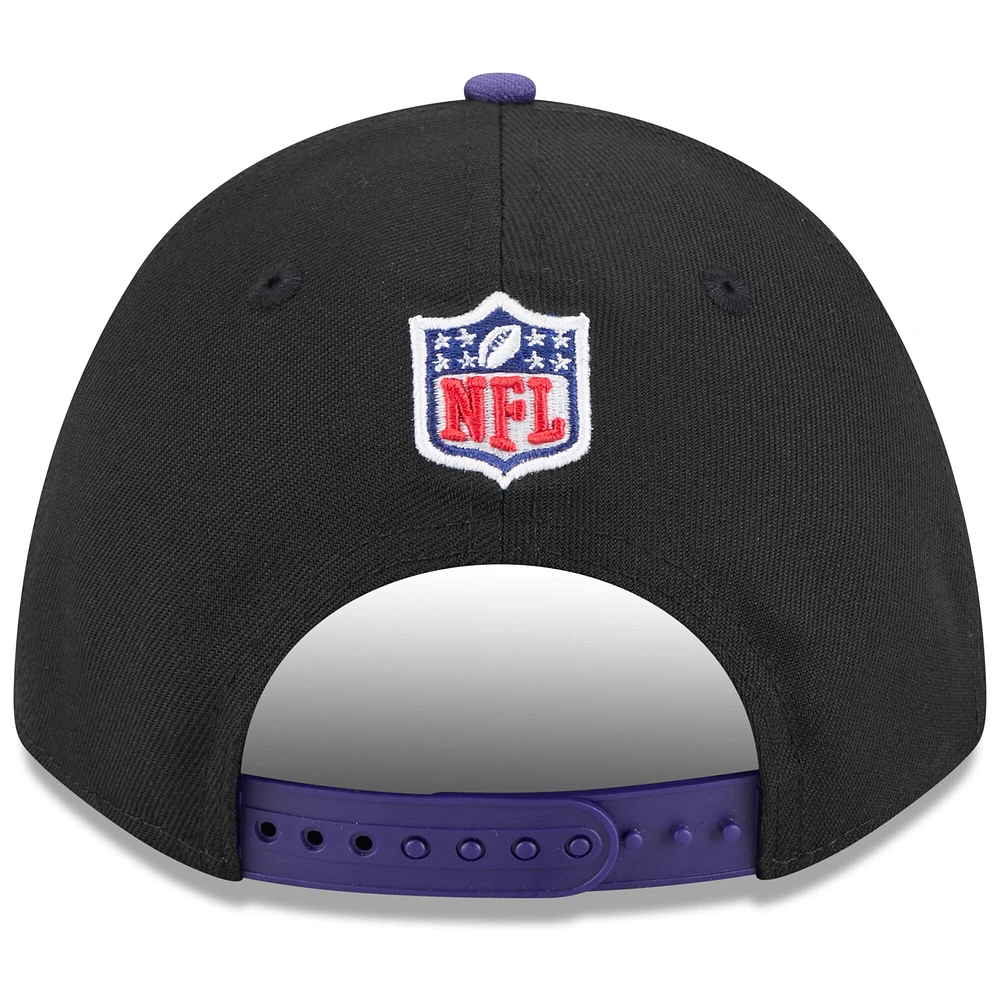 Casquette ajustable New Era 9FORTY M-Crown A-Frame pour homme, noire/violette, des Baltimore Ravens, draft NFL 2025