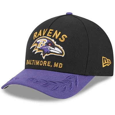 Casquette ajustable New Era 9FORTY M-Crown A-Frame pour homme, noire/violette, des Baltimore Ravens, draft NFL 2025