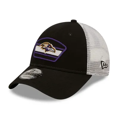 Baltimore Ravens New Era Logo Patch Trucker 9FORTY Snapback Hat - Black/White