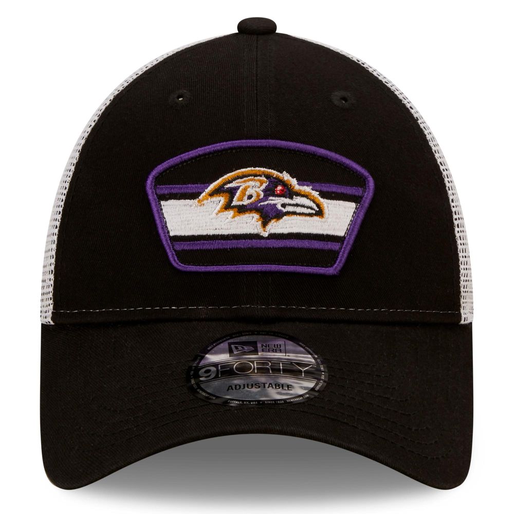 Men's New Era Black/White Baltimore Ravens Patch Trucker 9FORTY - Snapback Hat