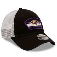 Men's New Era Black/White Baltimore Ravens Patch Trucker 9FORTY - Snapback Hat